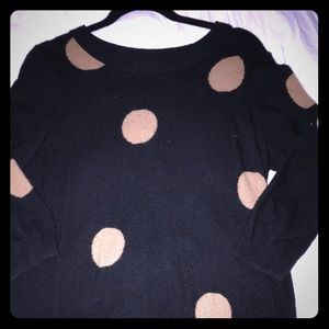 J Crew light weight black/taupe polka dot sweater.